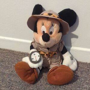 Minnie Mouse Safari Plush Walt Disney World Animal Kingdom 9” Explorer w Compass